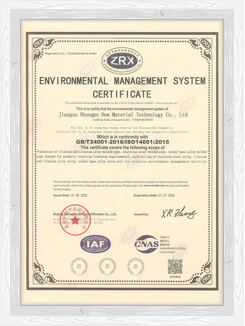 Certificat ISO14001